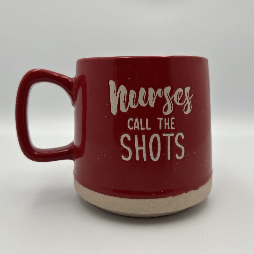 Wendy Bellissimo Nurses Call the Shots Red Stoneware 16oz Coffee Mug Nurse Gift